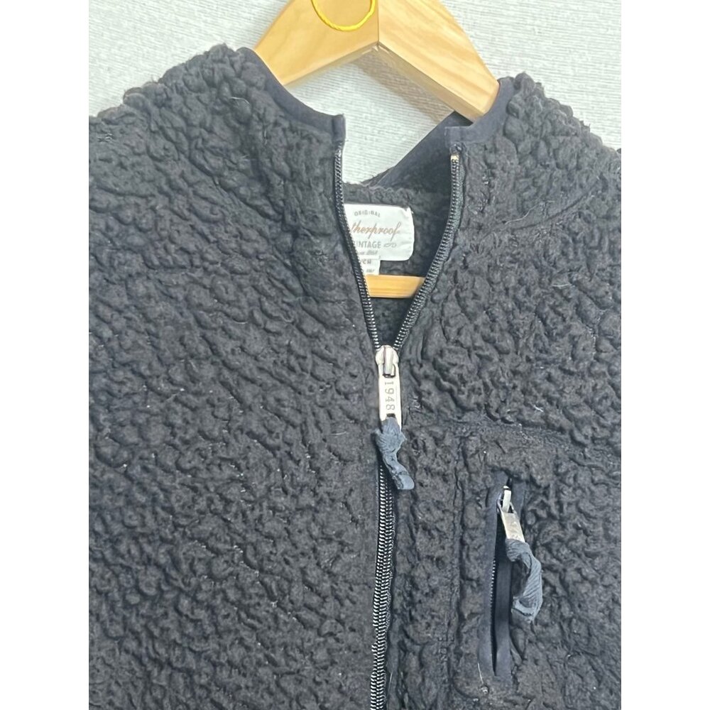 Weatherproof Vintage Black Sherpa-Lined Hooded Vest Small Full Zip Pockets - Picture 3 of 15